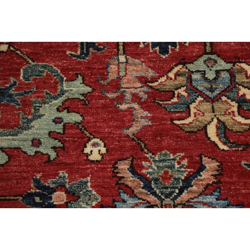 Hand Knotted Oriental 100% Wool Carpet Traditional All-Over Red Ziegler Area Rug - 11' 6'' X 9' 0''