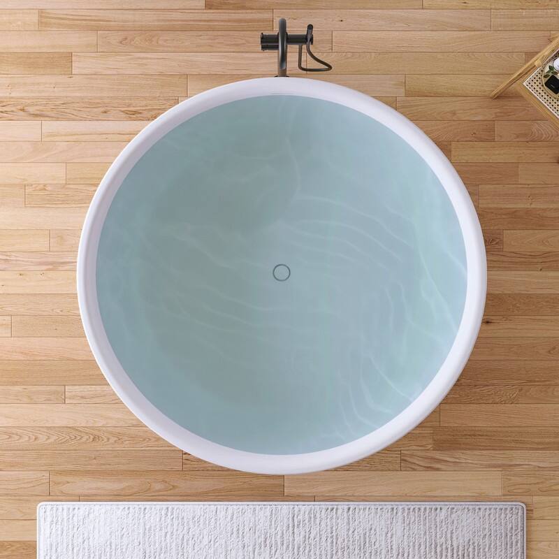 MEDUNJESS 59'' Freestanding Bathtub Solid Surface Soaking Tub