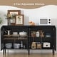 preview thumbnail 5 of 9, Anmytek 4-Door Black Rattan Buffet Sideboard Modern Accent Storage Cabinet with Adjustable Shelf - 63" W x 15.7" D x 35.4" H