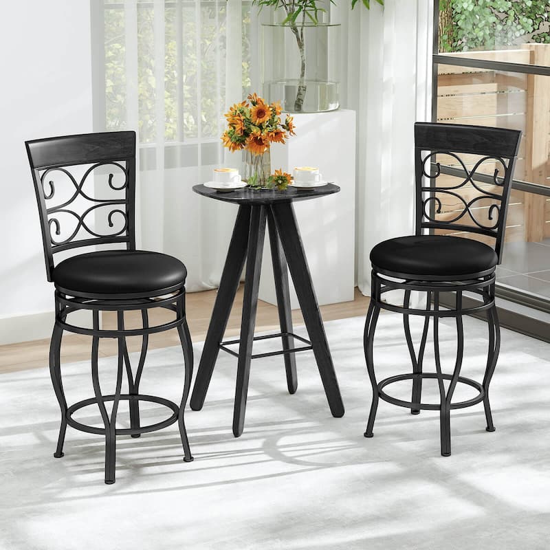 Costway Set of 2/4 Vintage Swivel Bar Stools 26" Bistro Upholstered