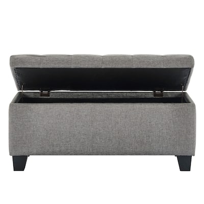 35.5" Gray Solid Rectangular Storage Ottoman