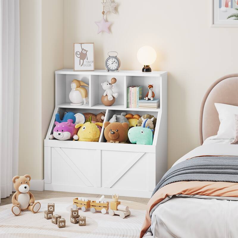 Kids Bookshelf and Toy Storage for Playroom, Bedroom
