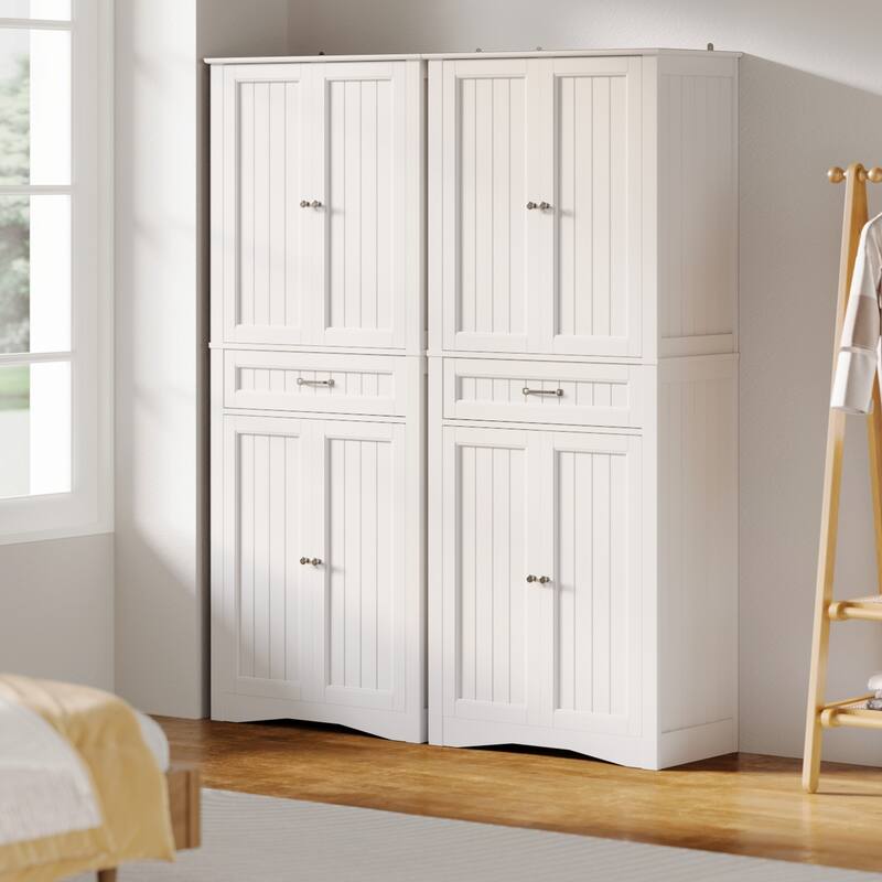71'' Kitchen Pantry Storage Cabinet, Freestanding Pantry Organizers and Storage Cabinet with 4 Doors and 4 Adjustable Shelves