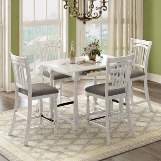 Farmhouse 5-Piece Solid Wood Counter Height Dining Table Set with ...