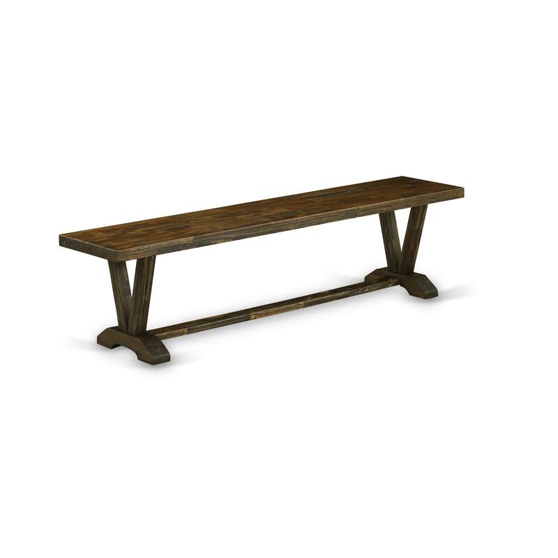 East West Furniture V-Style Modern Dining Room Bench with Wooden Seat, 72x15x18 Inch(Finish Options) - 72