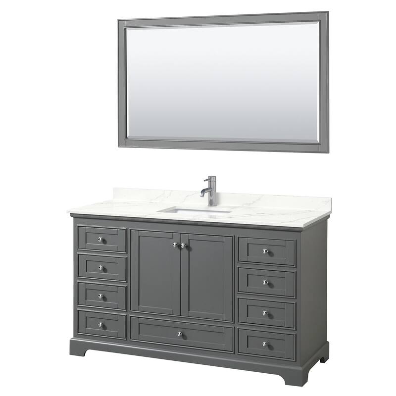 Wyndham Collection WCS202060S-QTZ-UNSM58 Deborah 60" Free Standing - Dark Gray / Giotto Quartz Top / Polished Chrome