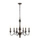 preview thumbnail 6 of 7, Sofia 25" 6-Light Midcentury Farmhouse Iron LED Chandelier, Wood Finished/Oil Rubbed Bronze by JONATHAN Y