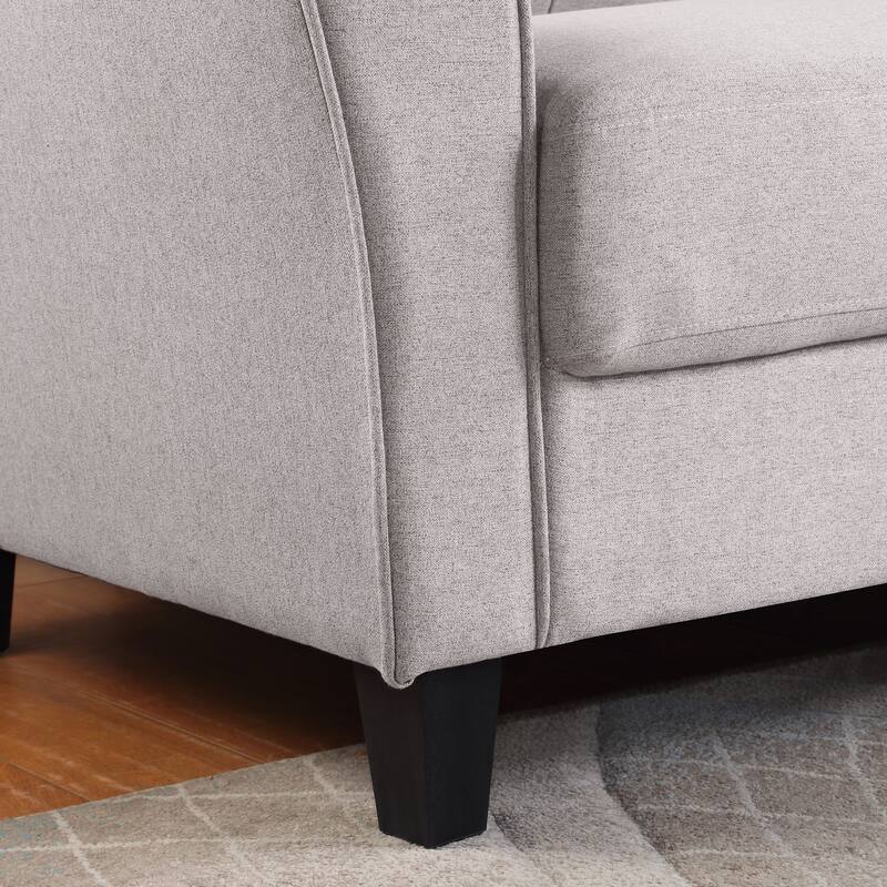 Modern 2 Pieces Grey Linen Upholstered Living Room Sofa Set 1+2 Seat