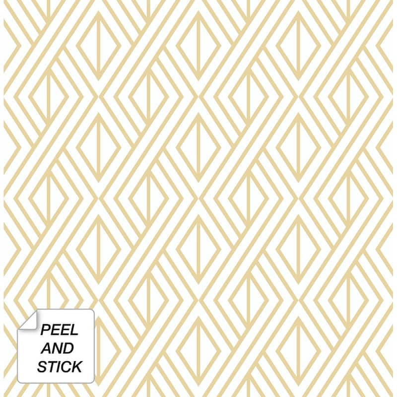 NextWall Gold Diamond Geometric Peel and Stick Removable Wallpaper - 20.5 in. W x 18 ft. L - 20.5 in. W x 18 ft. L - Metallic Gold