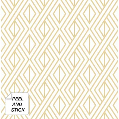 NextWall Gold Diamond Geometric Peel and Stick Removable Wallpaper - 20.5 in. W x 18 ft. L