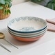 preview thumbnail 4 of 6, Sango Siterra Glazed Garden 4-Piece Speckled Stoneware Pasta Bowl Set- Wide Shallow Dinner Bowls with Hand-Painted Rustic Design