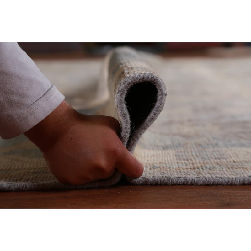Hand Knotted Oriental 100% Wool Carpet Transitional All-Over Greys & Charcoal Oushak Area Rug - 14' 5'' X 12' 0''