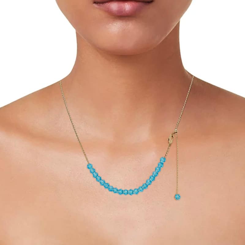 Victoria Townsend Gold Plated Blue Crystal Adjustable Necklace