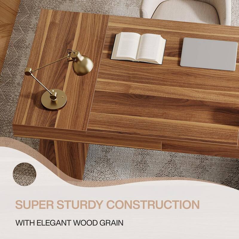 55" Modern Farmhouse Wooden Executive Desk Computer Conference Table