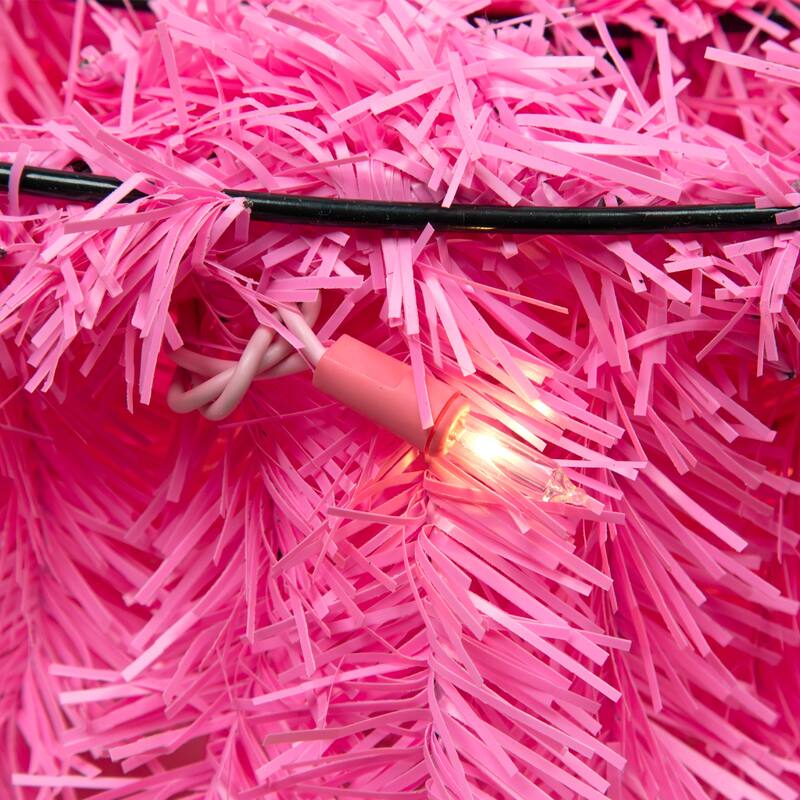 Pre-Lit Artificial Pine Christmas Wreath - 36" - Pink - Clear Lights
