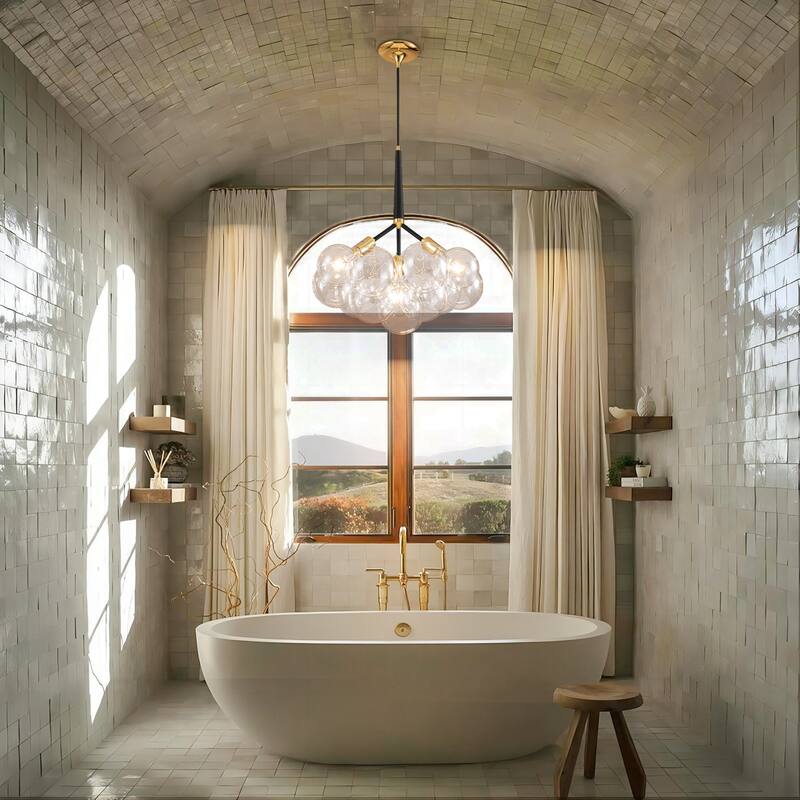 3-Light Modern Glam Cluster Clear Glass Globe Bubble Chandelier with Bulbs Included - 19.7 in. W x 22 in. H