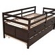preview thumbnail 15 of 46, Functional Design Low Loft Bed with Safety Fence, Climbing ladder, Storage Drawers and Trundle Bed