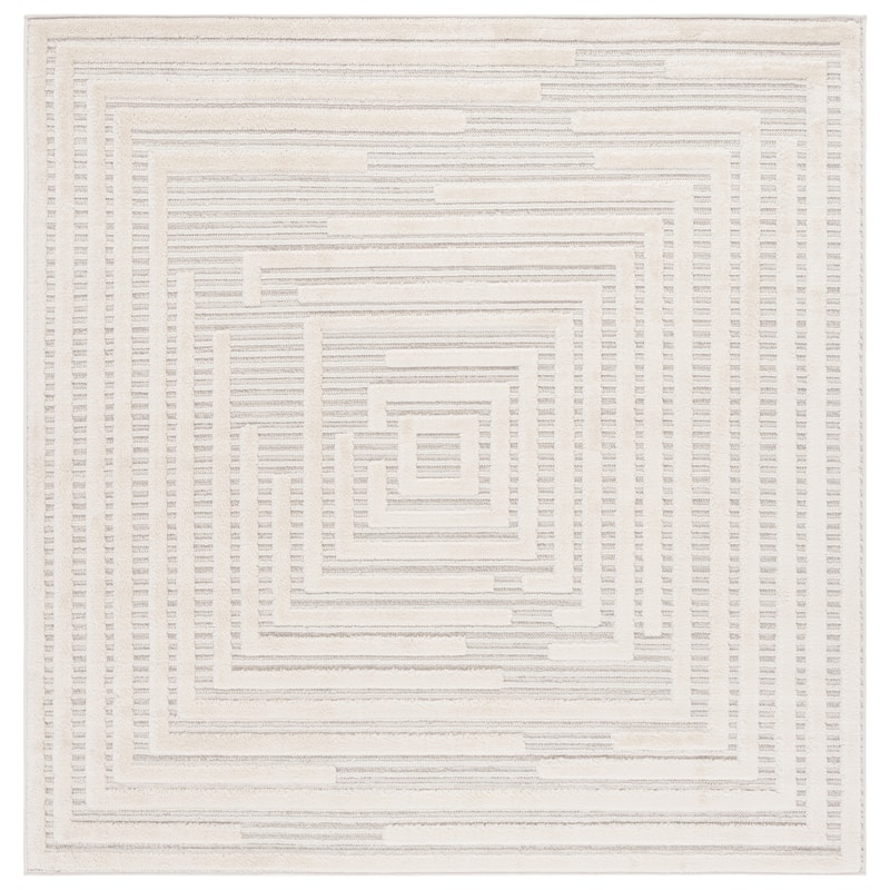 SAFAVIEH Elmhurst Marijke Modern & Contemporary Rug - 6'7" Square - Ivory/Grey