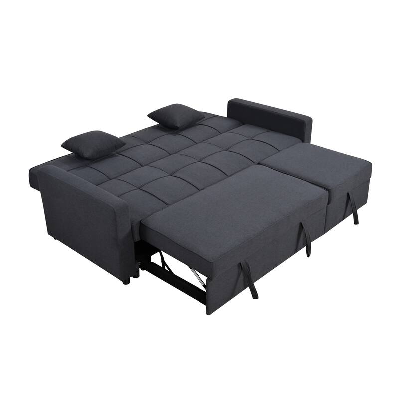 Roomfitters 83" Oversized Upholstered Sofa Bed with Pull-Out Couch Bed & Adjustable Backrest, 3-Seater Convertible Sleeper Sofa