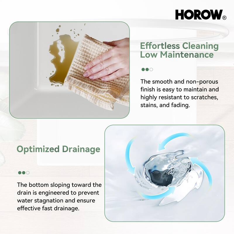 HOROW 24 in. Ceramic White Rectangular Bathroom Console Sink with Black Legs and Overflow