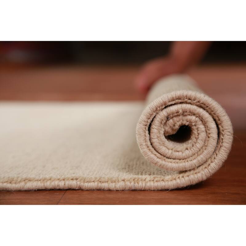 Hand Knotted Oriental 100% Wool Carpet Modern Solid Beige & Ivories Gabbeh Runner Rug - 8' 2'' X 2' 7''
