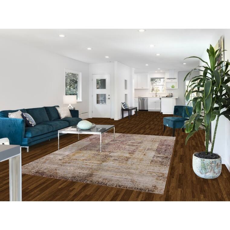 Abstract Indian Area Rug Hand-Knotted Wool Carpet - 6'0" X 9'2"