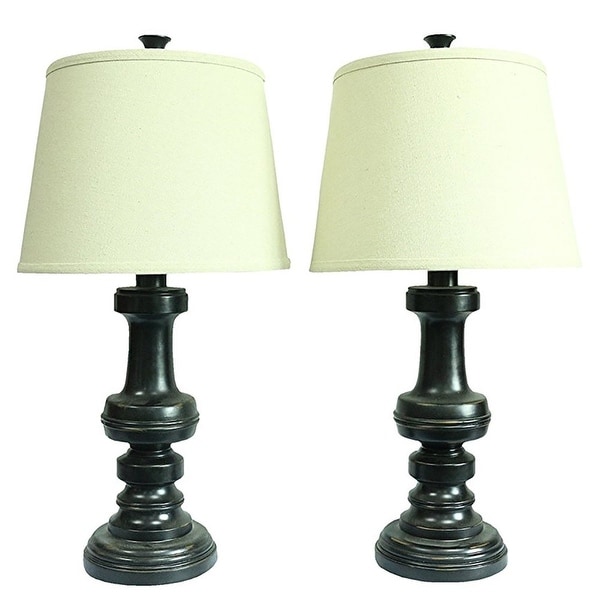 Set of 2 Lafayette Table Lamps, Distressed Black Finish, 24 inch Tall. Opens flyout.