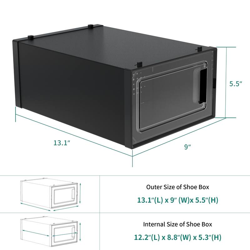 6/12/18 Pack Shoe Storage Box Plastic Stackable Shoe Organizer for Closet Foldable Sneaker Containers Bins Holders Racks