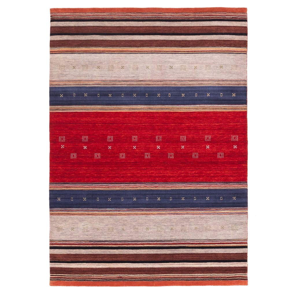 ECARPETGALLERY Hand Loomed Kashkuli Gabbeh Red Wool Rug - 6'6 x 9'7