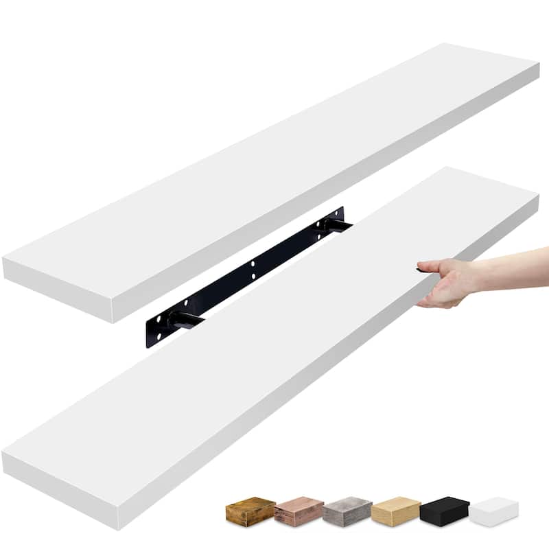Sorbus Long Floating Shelves for Wall Set of 2 - 35"L x 9"W x 1.5"H - White