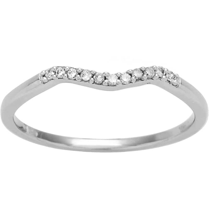 Miadora 10k White Gold Diamond Accent Curved Wedding Band