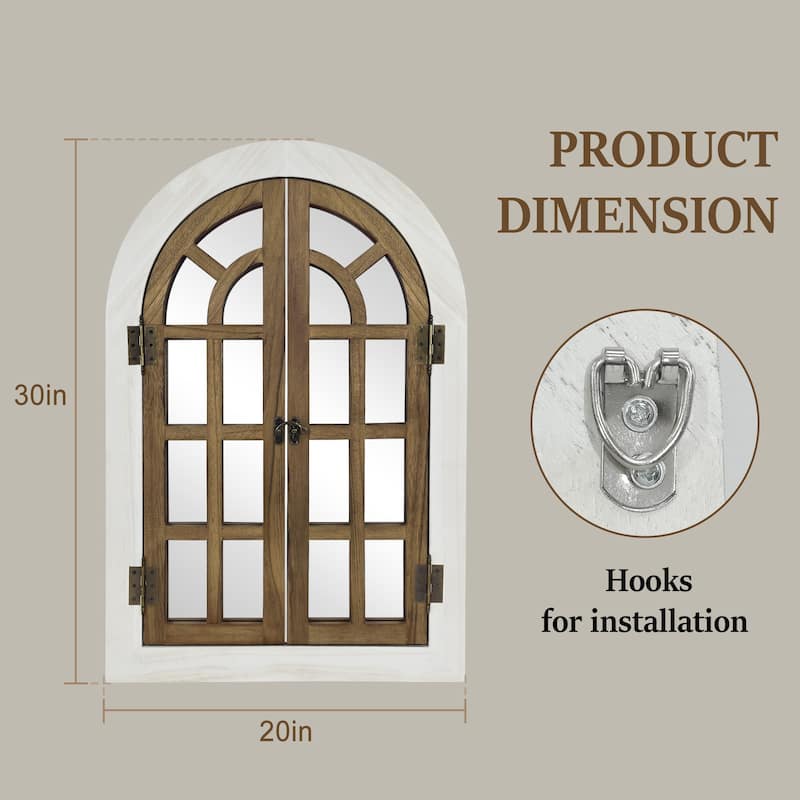 Farmhouse Windowpane Arched Wall Mirror