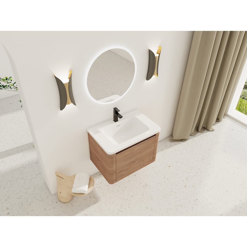 Wall-Mounted Bathroom Vanity with Ceramic Sink