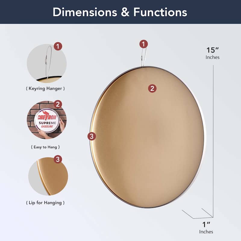 American Art Decor Round Dome Metal Sign - 15" x 15"