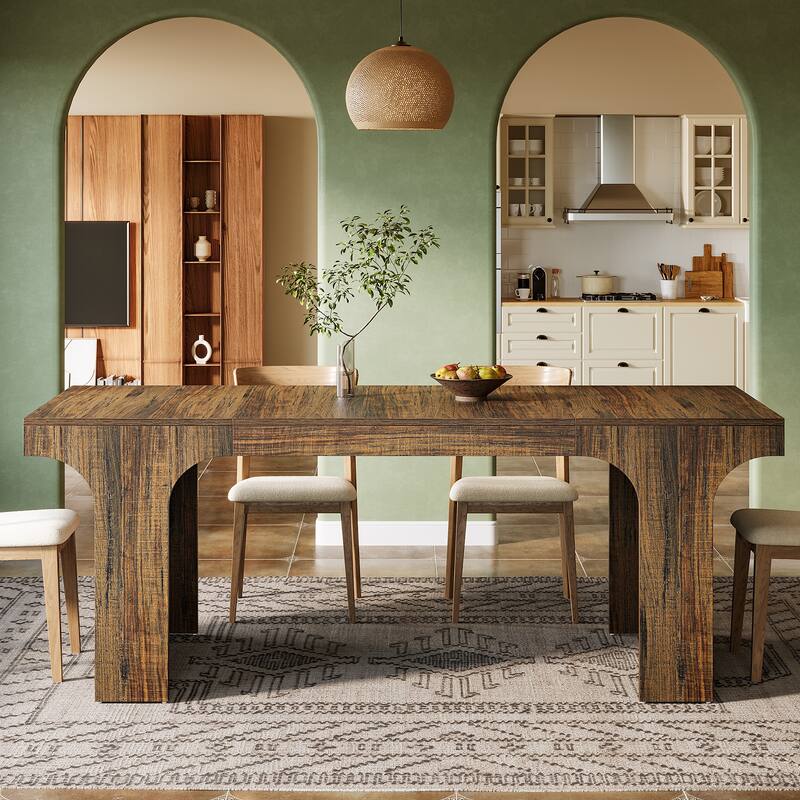 Wooden Rectangular Dining Table for 6-8 People with Sled Base