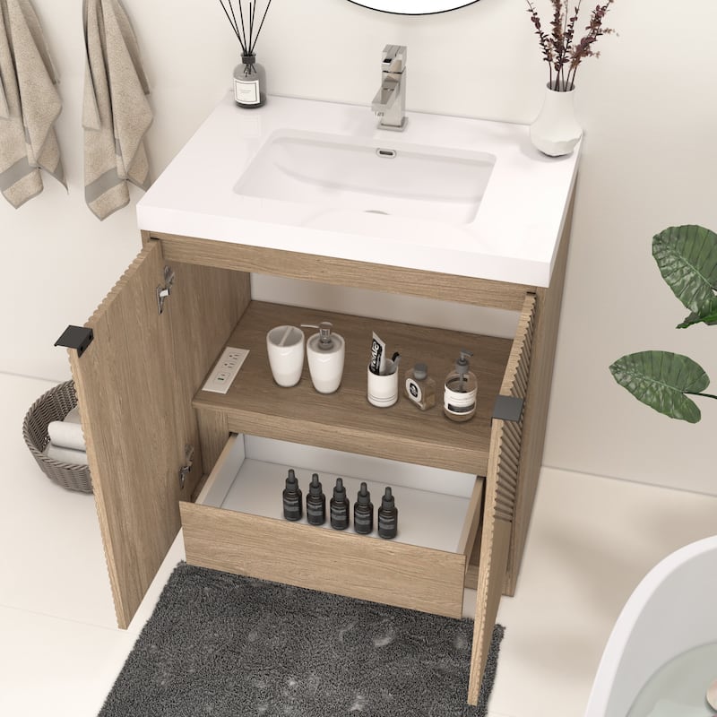 Milano 30" Freestanding Bathroom Vanity with White Acrylic Sink