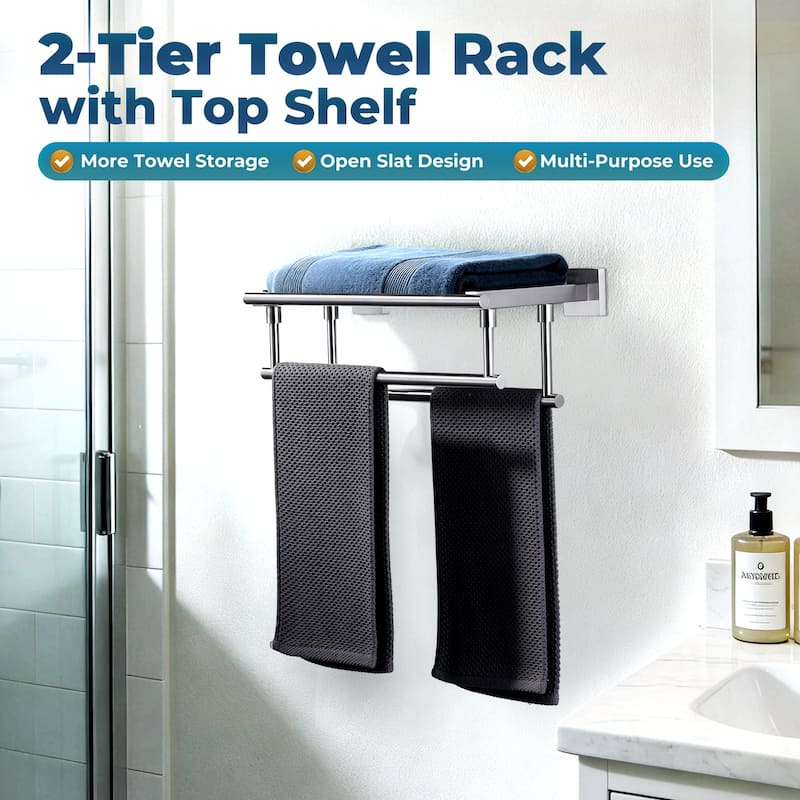 WOWOW Two Towel Holders Wall mounted Towel Rack