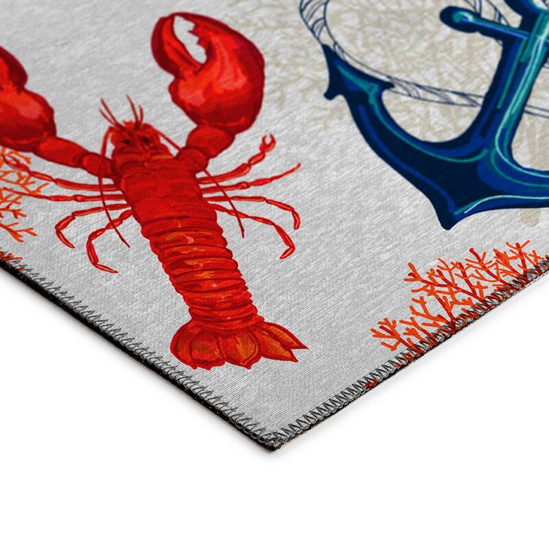 Indoor/Outdoor Harpswell Lobster Anchor Washable Rug