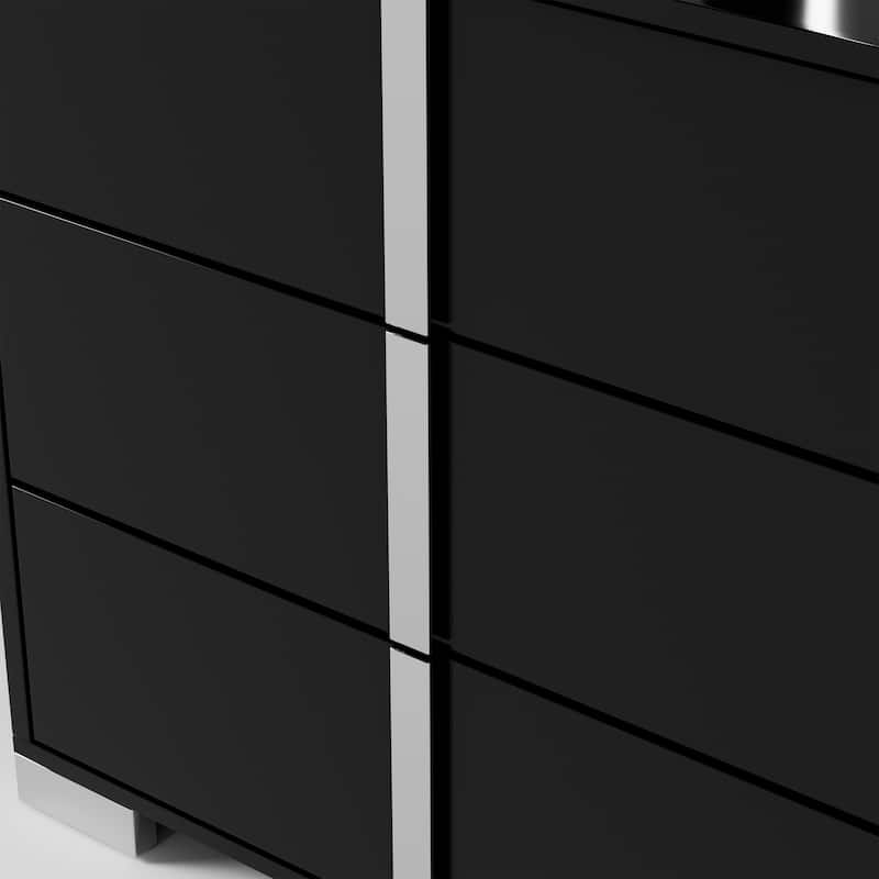 Furniture of America Erina Modern Glossy 2-Piece 6-Drawer Dresser and Mirror Set
