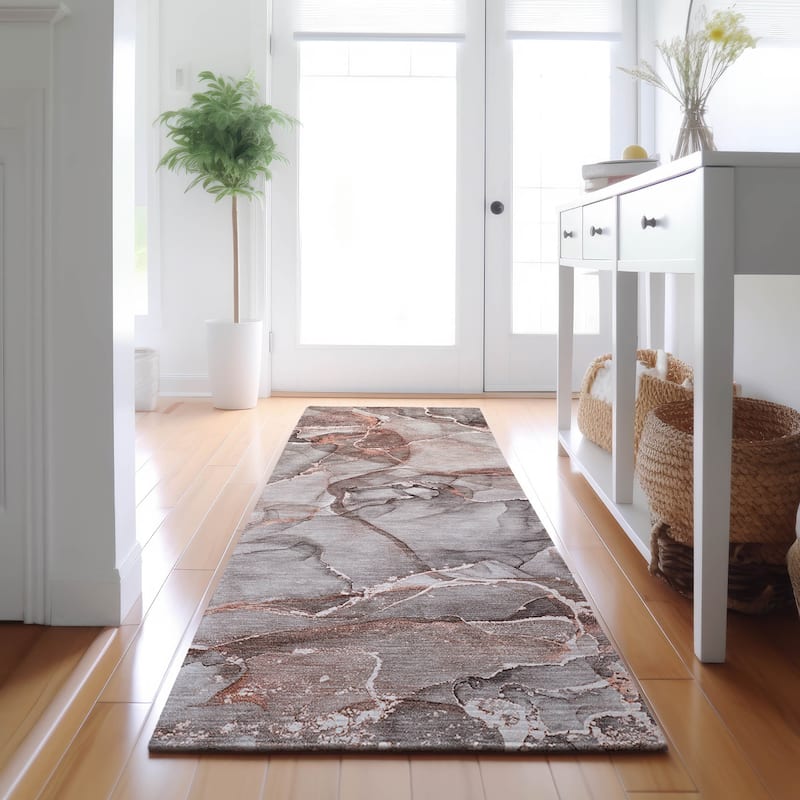 Premium Washable Super Soft Abstract Contemporary Mayfield Rug - Gray - 2' 3" x 7' 6"
