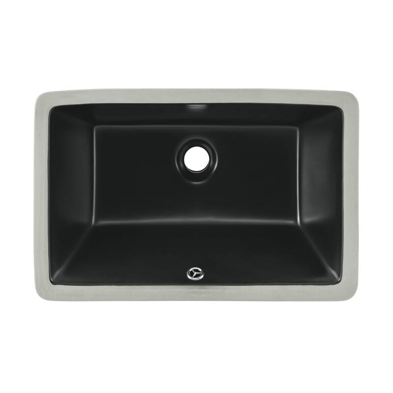 Lausanne 21" Rectangle Undermount Bathroom Sink In Matte Black - 20.85" x 13.4" 7.7"
