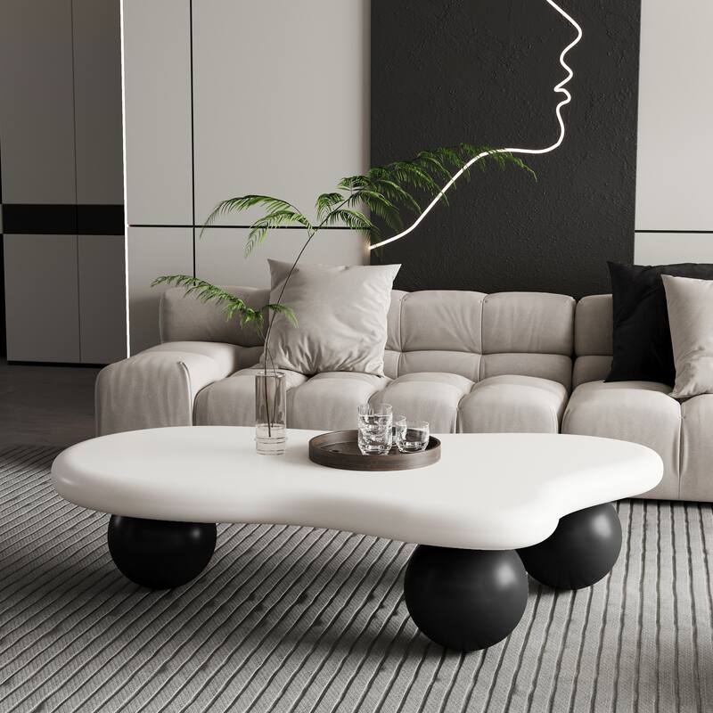 40" Cloud Shaped Coffee Table with 3 Ball Legs