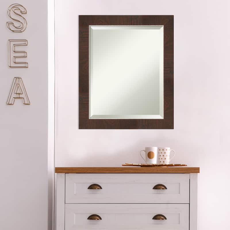 Beveled Bathroom Wall Mirror - Wildwood Brown Frame