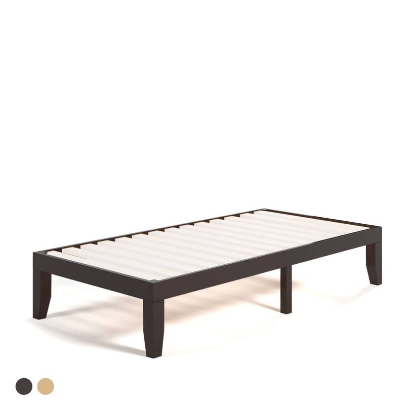 Gymax 14'' Twin Size Wooden Platform Bed Frame w/ Strong Slat Support