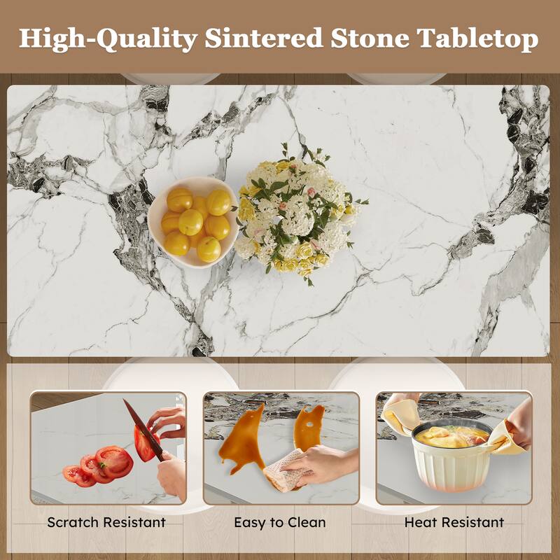 5-Piece Dining Table Set with Storage Cabinets, Kitchen Table Set with 4 Velvet Chairs for Dining Room