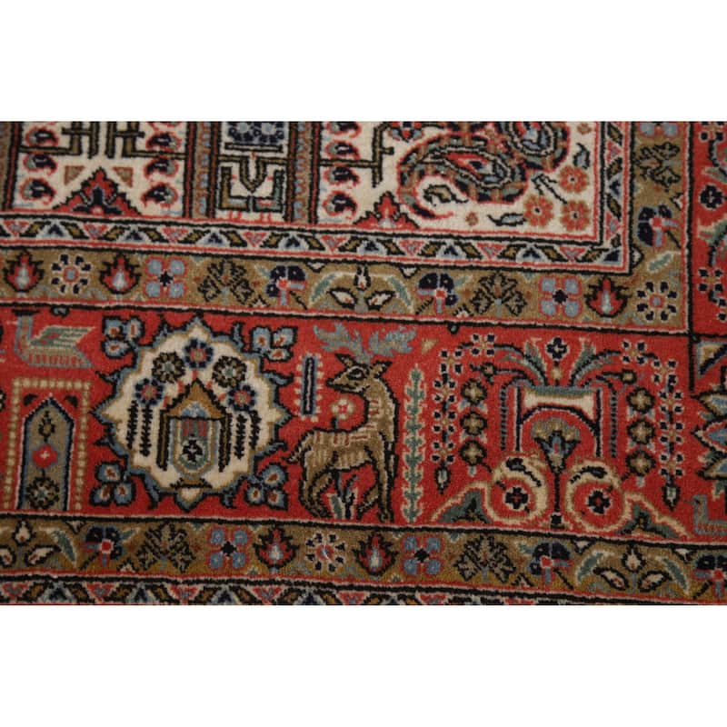 Hand Knotted Oriental Kork Wool Carpet Traditional Floral Beige & Ivories Qum Area Rug - 7' 2'' X 4' 9''