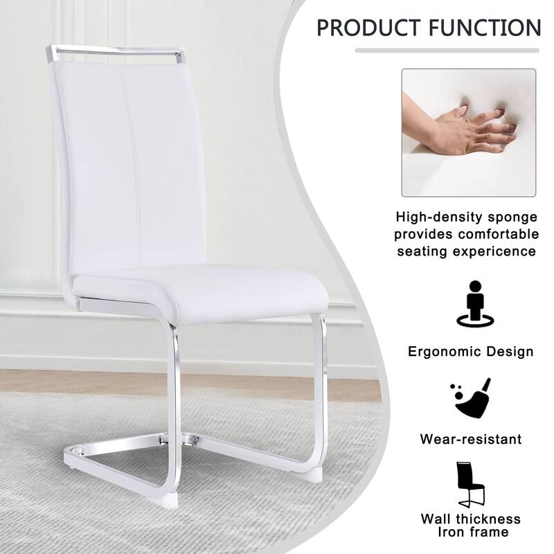 Dining Chairs,PU Faux Leather High Back Side Chair (Set of 4)