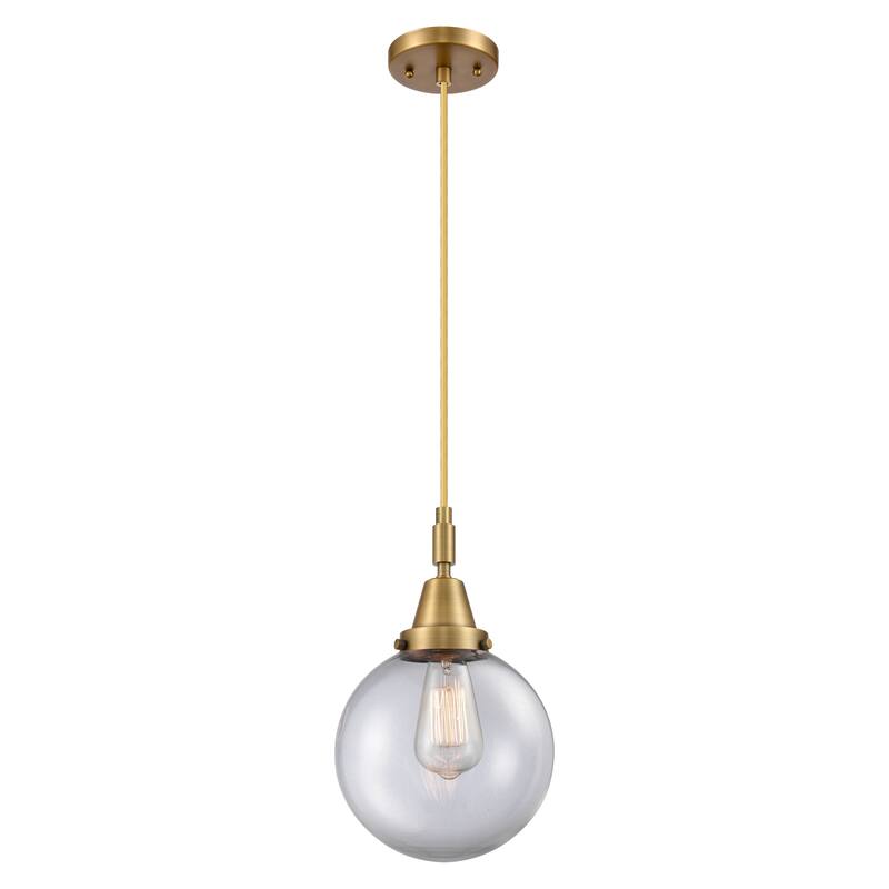 Innovations Lighting Downtown Urban - Caden Beacon - 1 Light 8" Cord Hung Mini Pendant - Brushed Brass/Clear Shade