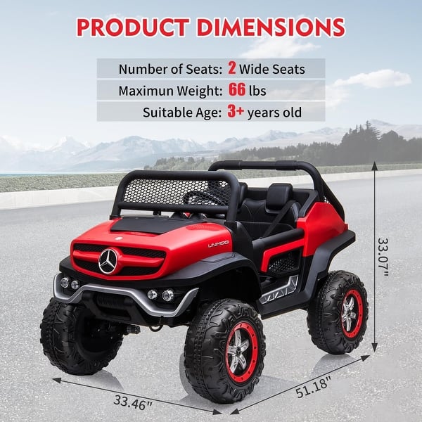 dimension image slide 1 of 2, 24V Ride On Truck Car for Kids 2 Seater