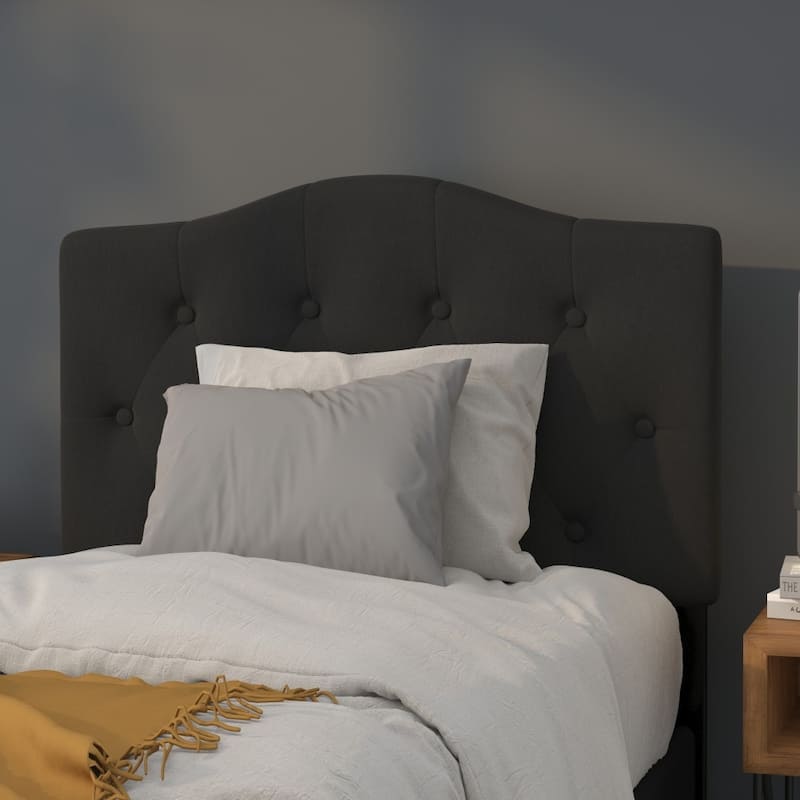 Arched Button Tufted Upholstered Headboard - Black - Twin